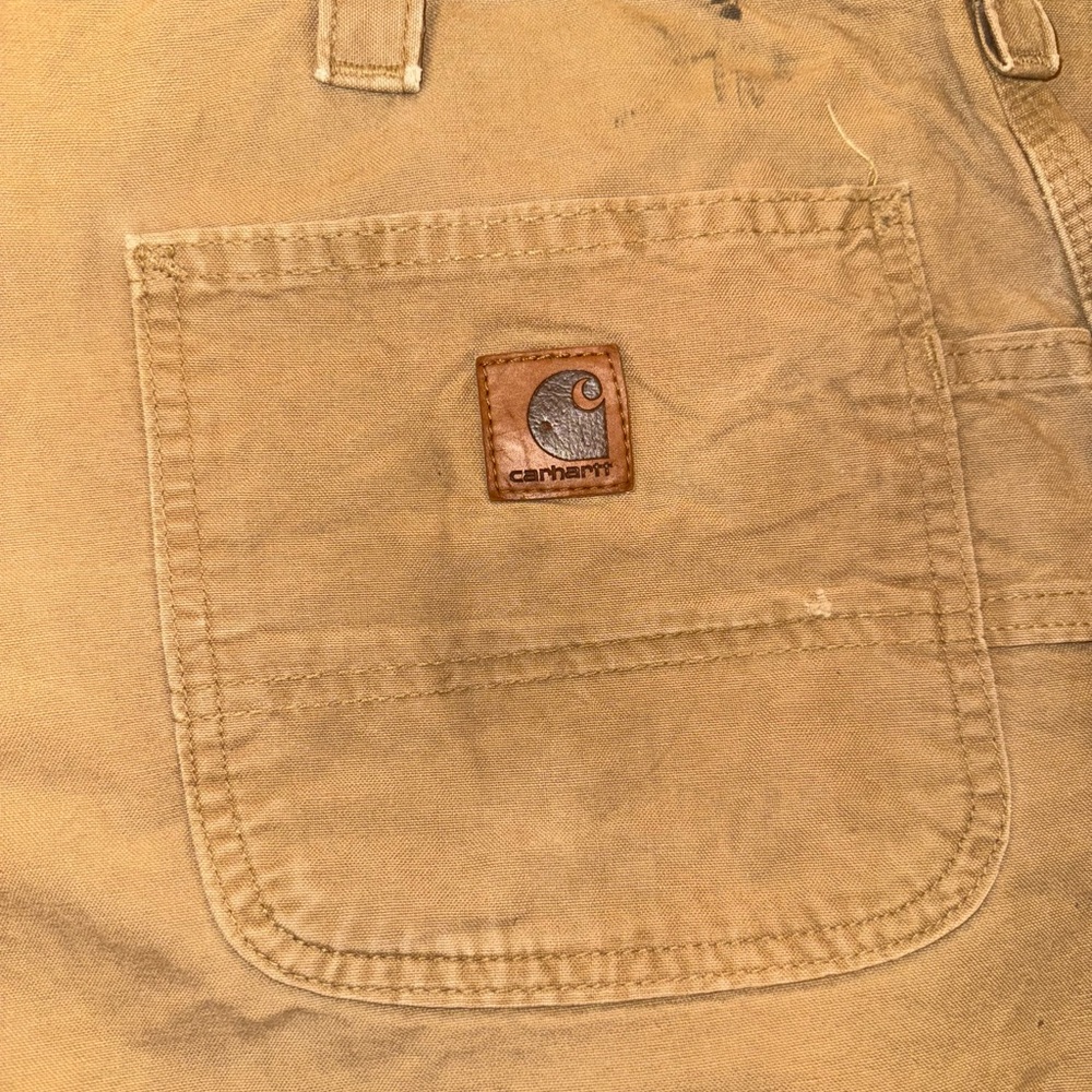 Carhartt Canvas Work Pants Mens Khaki Beige Dungaree Fit Size 42x32 Y2K B151-DKH